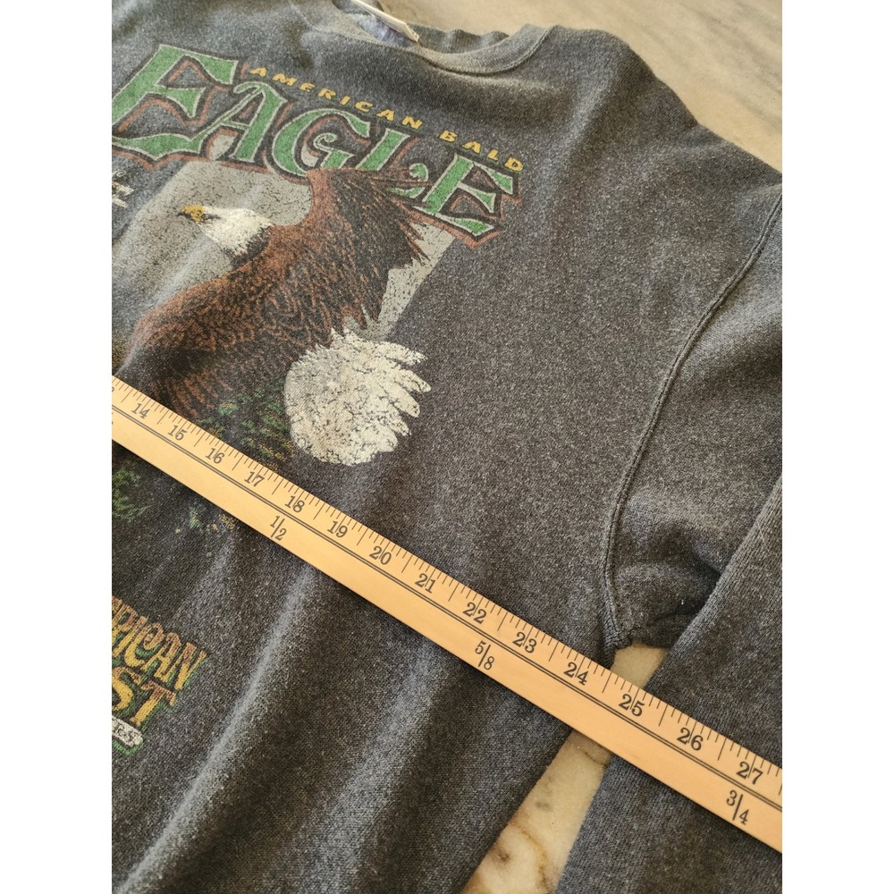 Vintage 90s Tultex American Bald Eagle Graphic Sweatshirt Mens X Large‎ Gray - Picture 6 of 7